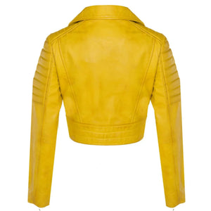 Women's Real Leather Short Cropped Length Biker Jacket-TruClothing