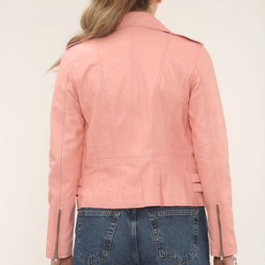 Women's Real Lamb Nappa Leather Vintage Biker Jacket-TruClothing
