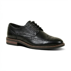 Stokes - Men’s Black Leather Wingtip Brogue Lace-Up Shoes