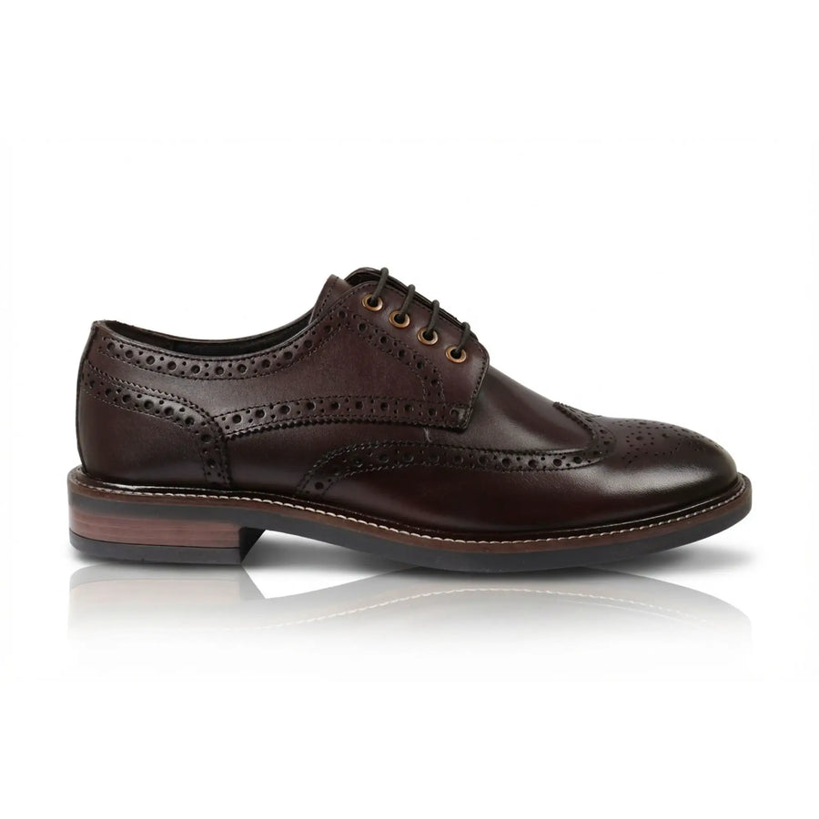 Stokes - Men’s Brown Leather Wingtip Brogue Lace-Up Shoes
