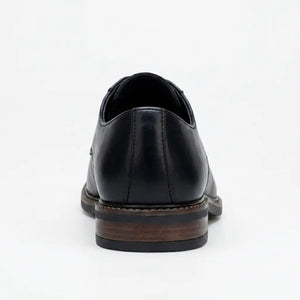 Tanner - Men’s Black Leather Plain Toe Derby Lace-Up Shoes