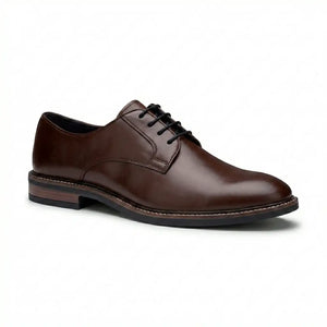 Tanner - Men’s Brown Leather Plain Toe Derby Lace-Up Shoes