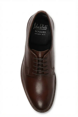Tanner - Men’s Brown Leather Plain Toe Derby Lace-Up Shoes