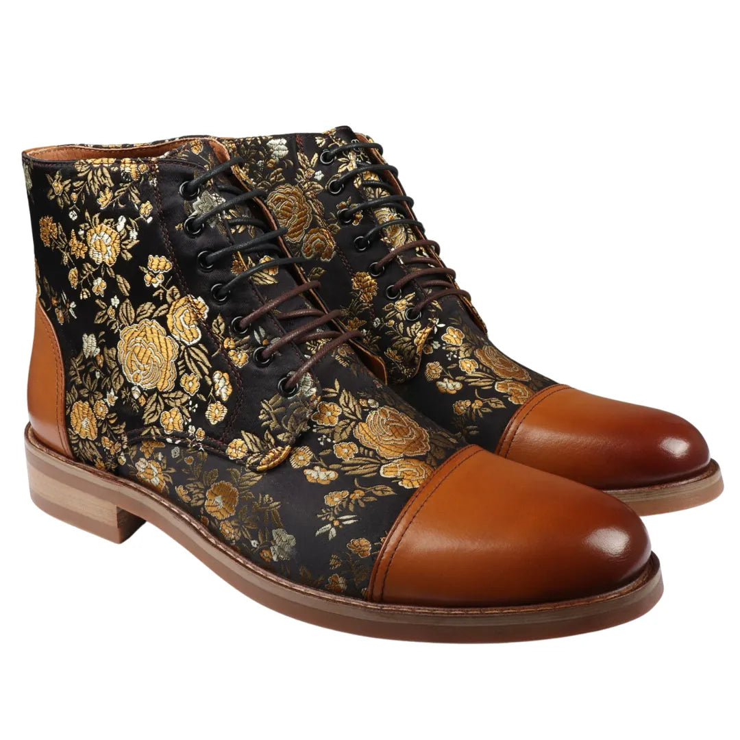 Justin Reess Adam Men s Floral Print Oxford Ankle Boots TruClothing