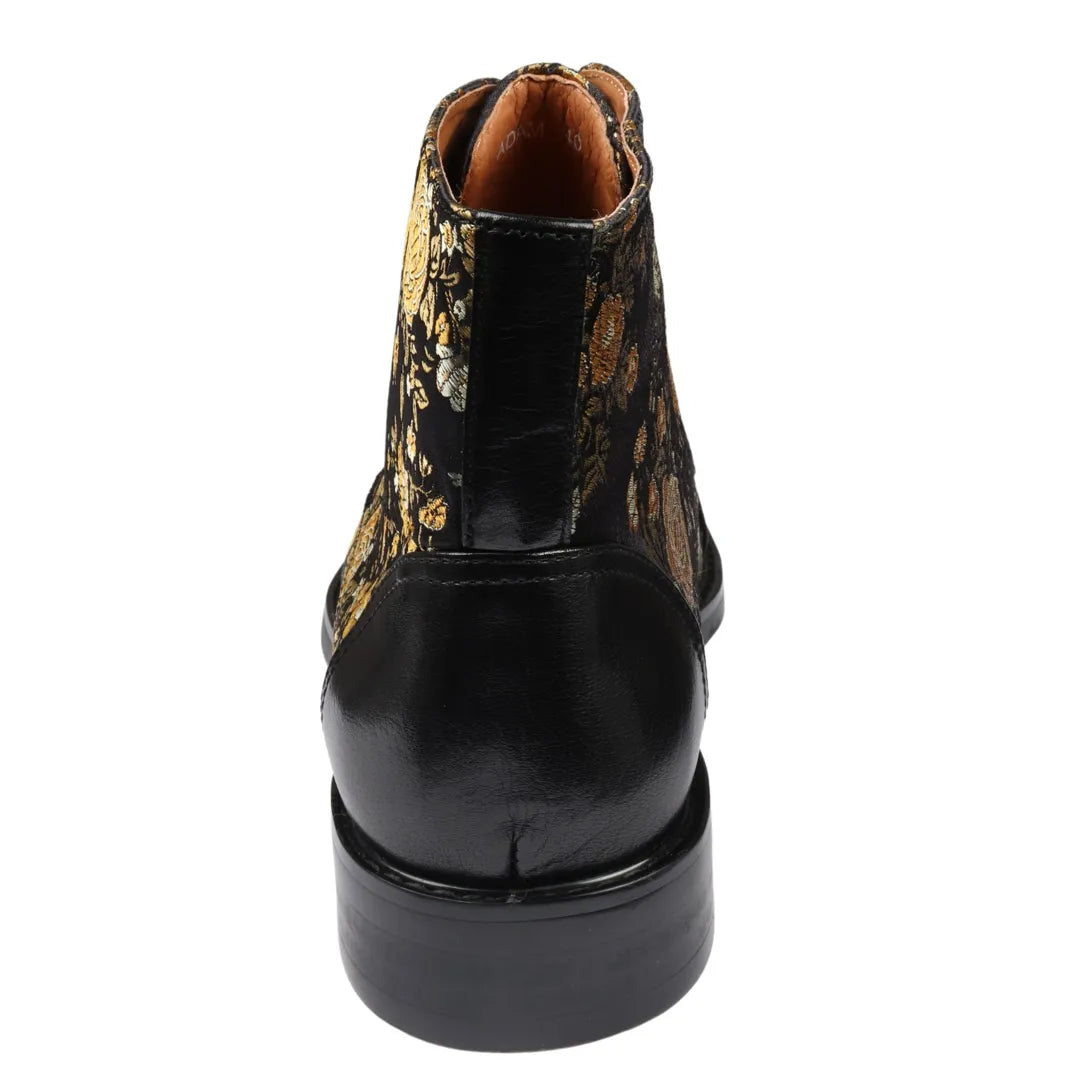 Adam - Men's Floral Print Leather Oxford Ankle Boots