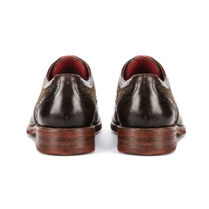 Arlo - Men's Brown Leather Tweed Brogue Shoes