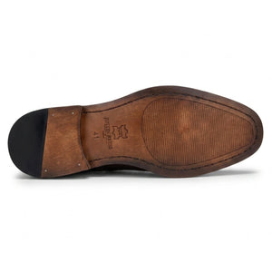 Arlo - Men's Brown Leather Tweed Brogue Shoes