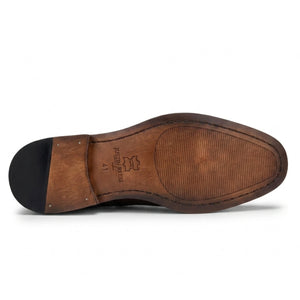 Arlo - Men's Tan Leather Tweed Brogue Shoes