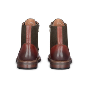 Clifford - Men's Khaki Brown Brogue Leather Ankle Boots-TruClothing
