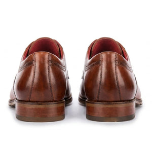 Everett - Men's Brown Polished Leather Cap Toe Derby Shoes
