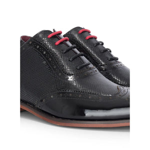 Flynn - Men's Black Patent Leather Brogue Shoes-TruClothing