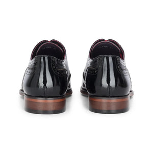 Flynn - Men's Black Patent Leather Brogue Shoes-TruClothing
