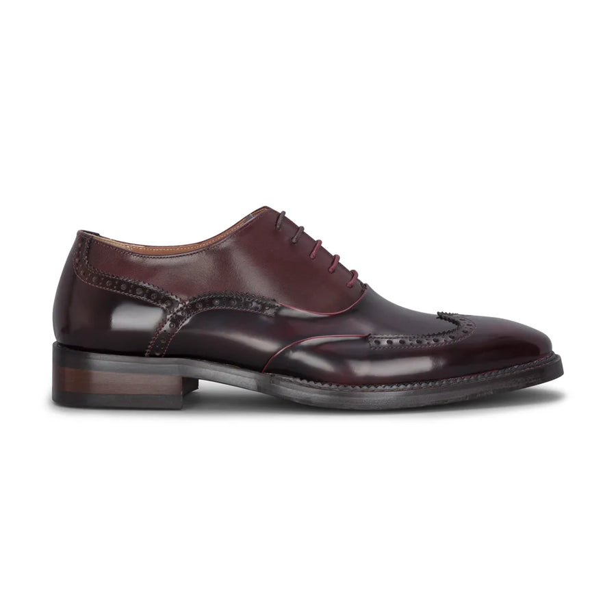Harry - Men's Wine Patent Leather Brogue Shoes-TruClothing