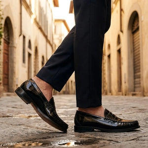 Joseph - Men's Black Penny High-Shine Polished Loafers