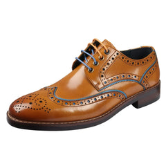 Simon - Zapatos Brogue de piel de hombre de color marrón