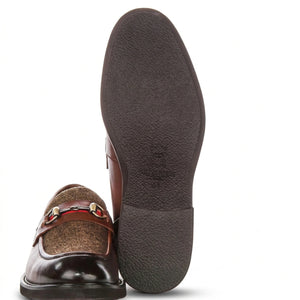 Tristian - Men's Tan Leather Herringbone Tweed Loafers