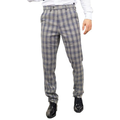 Knight - Pantalon à carreaux gris bleu pour homme