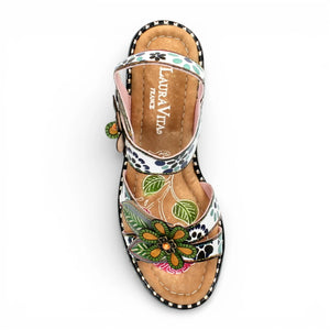Ballon 08 - Sandalias Cuña Mujer Piel Florales Beige