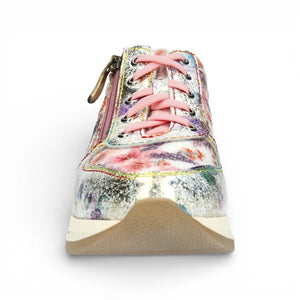 Gycmo 58 - Women's Rose Pink Floral Leather Sneakers - Laura Vita - 3