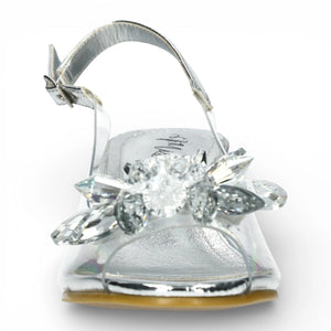 Mily 22 - Sandali con tacco a infilare donna trasparente argento chiaro