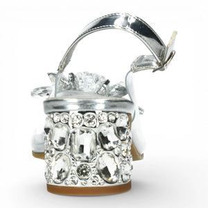 Mily 22 - Sandali con tacco a infilare donna trasparente argento chiaro