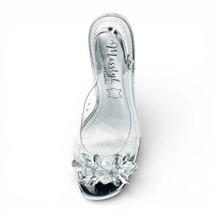 Mira 01 - Women’s Clear Silver Slip-On Heel Sandals