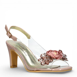 Mira 05 - Sandales à talons femme rose clair transparent à enfiler