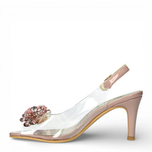 Mira 05 - Sandales à talons femme rose clair transparent à enfiler