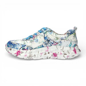 Sofiao 07 - Baskets compensées Femme Bleu à fleurs en cuir - Laura Vita - 4