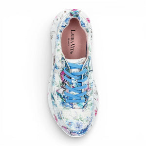 Sofiao 07 - Baskets compensées Femme Bleu à fleurs en cuir - Laura Vita - 6
