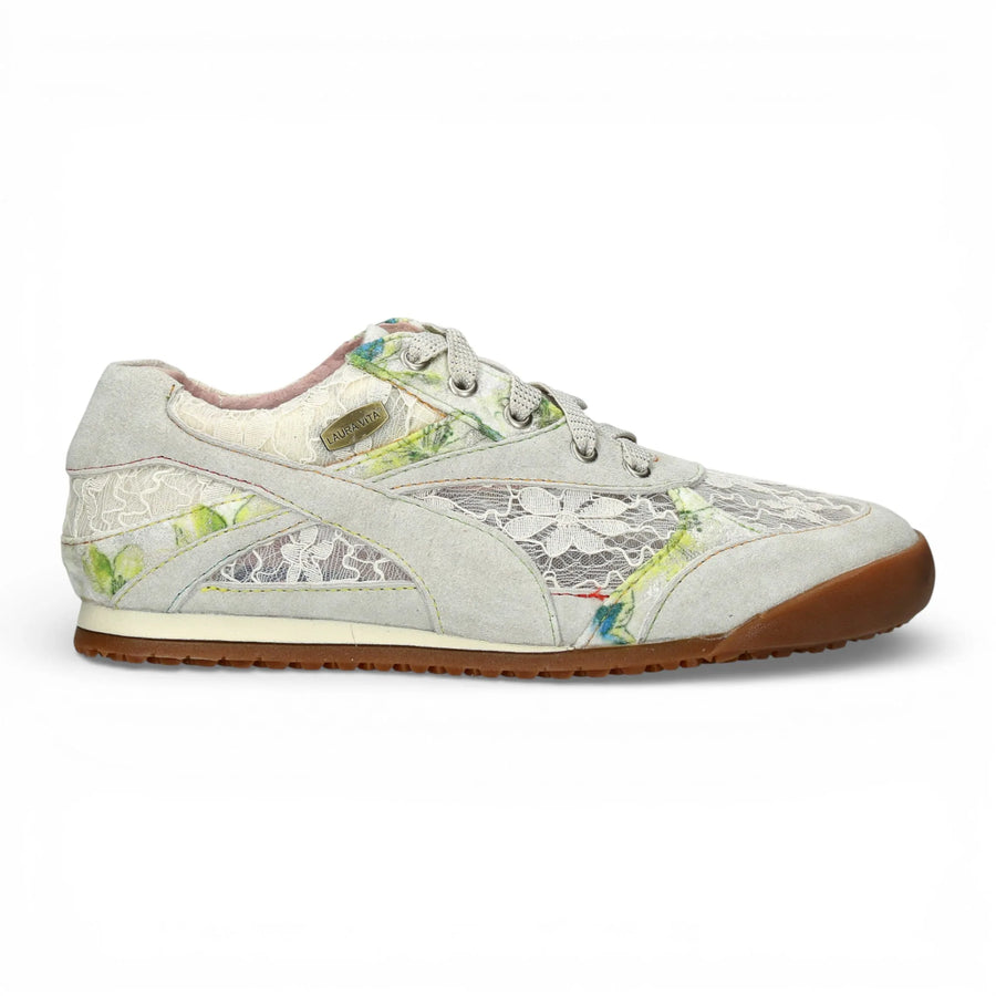 Tivanao 03 - Women's Beige Floral Leather Sneakers