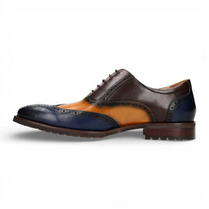 Antonin 01 - Men's Blue Brown Leather Oxford Shoes