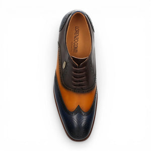 Antonin 01 - Men's Blue Brown Leather Oxford Shoes