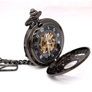 Mechanical Skeleton Half Hunter Antique Brass Pocket Watch-TruClothing