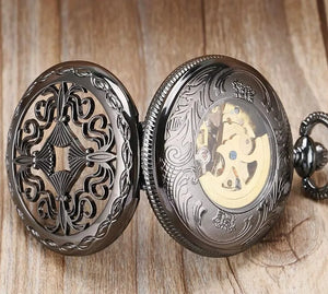 Mechanical Skeleton Half Hunter Antique Brass Pocket Watch-TruClothing