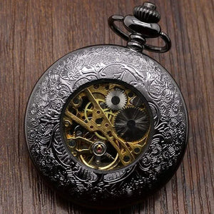Mechanical Skeleton Half Hunter Antique Brass Pocket Watch-TruClothing