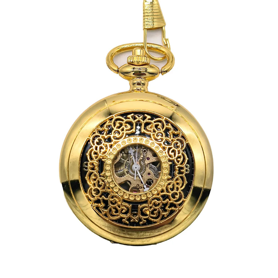 Mechanical Skeleton Half Hunter Antique Brass Pocket Watch-TruClothing