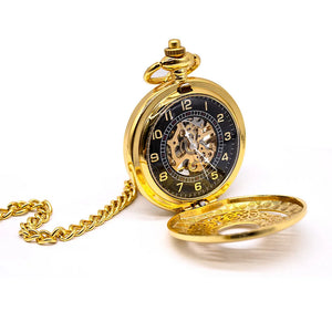 Mechanical Skeleton Half Hunter Antique Brass Pocket Watch-TruClothing