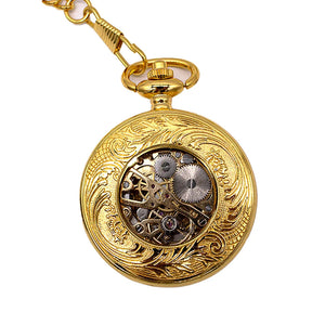 Mechanical Skeleton Half Hunter Antique Brass Pocket Watch-TruClothing