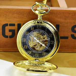 Mechanical Skeleton Half Hunter Antique Brass Pocket Watch-TruClothing