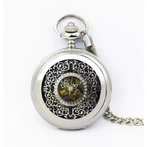 Mechanical Skeleton Half Hunter Antique Brass Pocket Watch-TruClothing