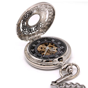 Mechanical Skeleton Half Hunter Antique Brass Pocket Watch-TruClothing
