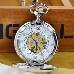 Mechanical Skeleton Half Hunter Antique Brass Pocket Watch-TruClothing