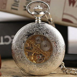 Mechanical Skeleton Half Hunter Antique Brass Pocket Watch-TruClothing