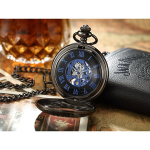 Mechanical Skeleton Half Hunter Vintage Pocket Watch-TruClothing