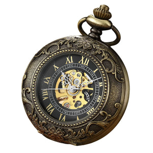Mechanical Skeleton Half Hunter Vintage Pocket Watch-TruClothing