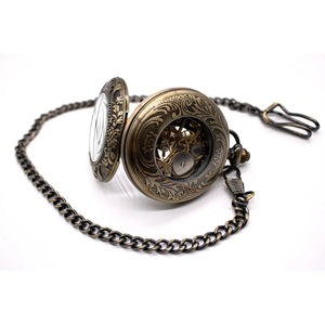 Mechanical Skeleton Half Hunter Vintage Pocket Watch-TruClothing