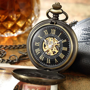 Mechanical Skeleton Half Hunter Vintage Pocket Watch-TruClothing