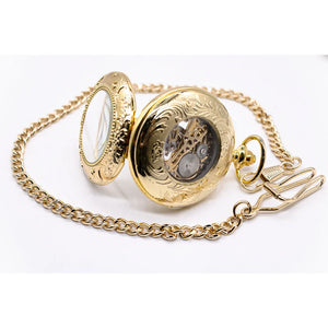 Mechanical Skeleton Half Hunter Vintage Pocket Watch-TruClothing