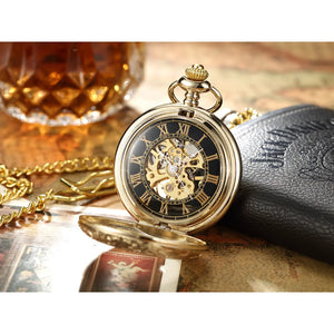 Mechanical Skeleton Half Hunter Vintage Pocket Watch-TruClothing
